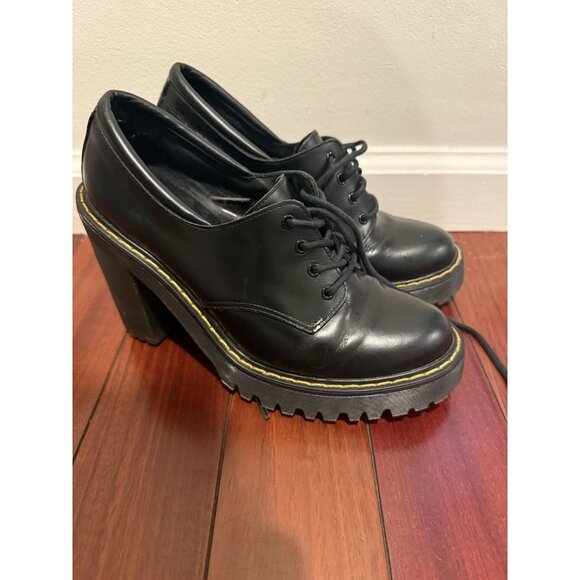 Dr. Martens Shoes - Dr. Doc Martens Salome Womens Size 7L Black Smooth Leather Platform Heels Shoes